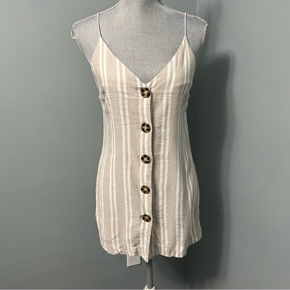 TOPSHOP Striped Linen blend mini dress women’s size 4 summer beach resort wear